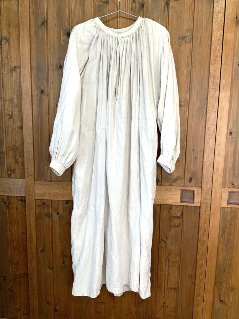 難あり)ヤエカライト YAECA WRITE ギャザー スモック ワンピース