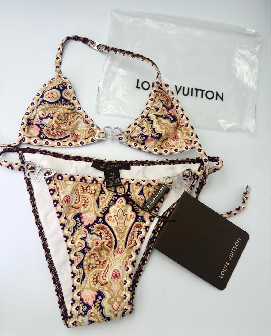 タグ付き　ルイヴィトン　水着　マルチカラー　バタフライ　エスニック　セパレート