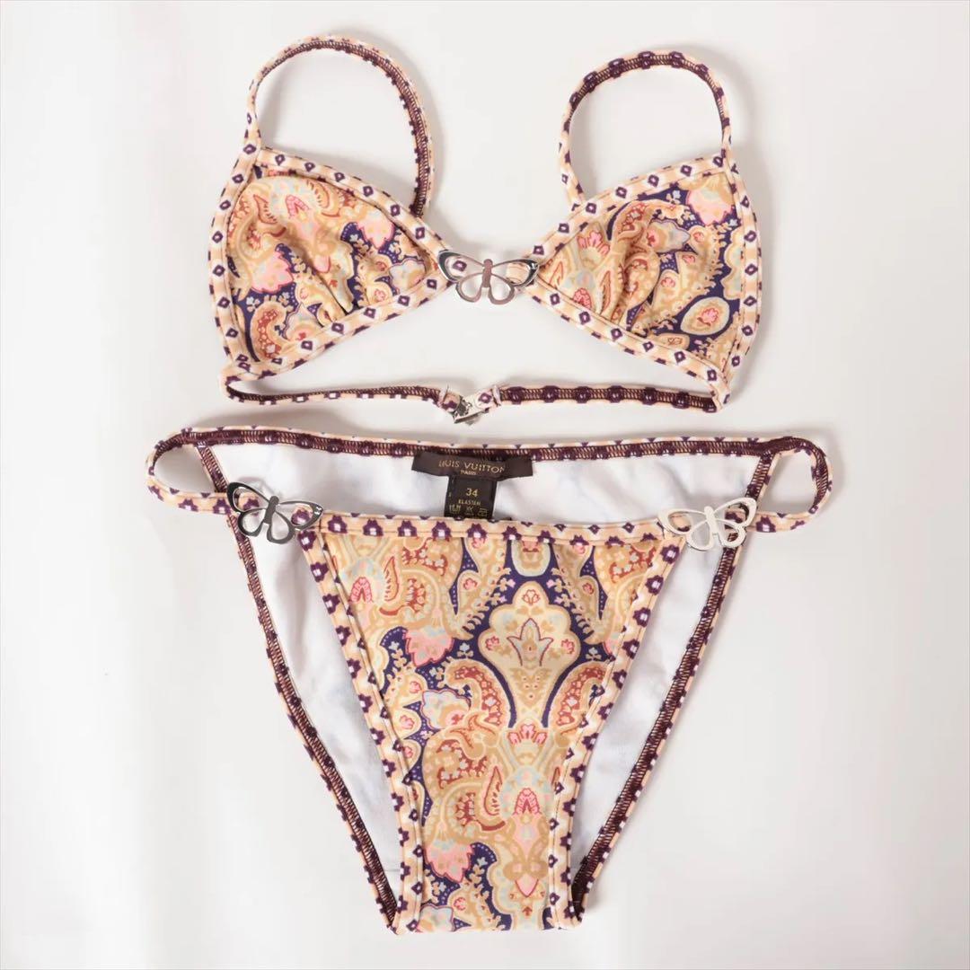 タグ付き　ルイヴィトン　水着　マルチカラー　バタフライ　エスニック　セパレート