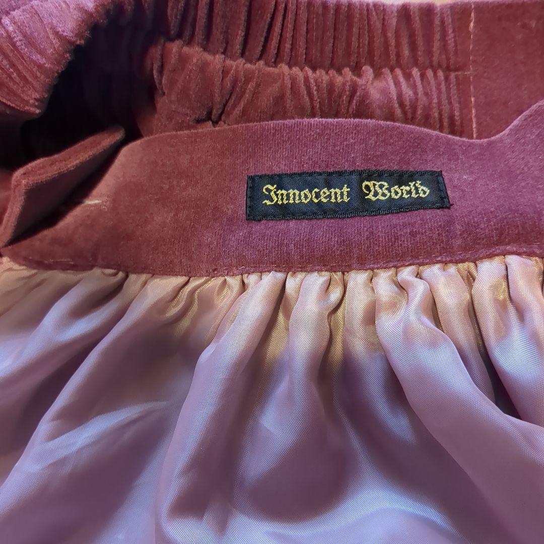 イノセントワールド　スカート　別珍　ボルドー　ワイン　プリーツ　日本製