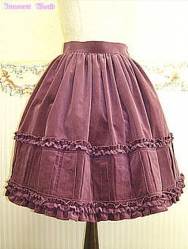 イノセントワールド　スカート　別珍　ボルドー　ワイン　プリーツ　日本製