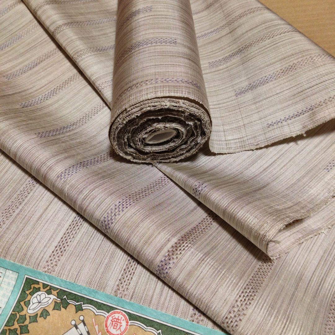フ*ん様 反物 本場大島紬 本七マルキ一元 色入短冊斜め柄 ボカシ立縞 中川織物