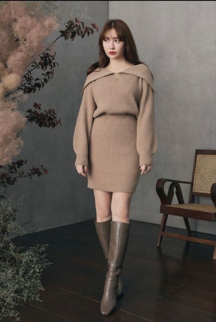 herlipto Half Zip Knit Mini Dress Mサイズ