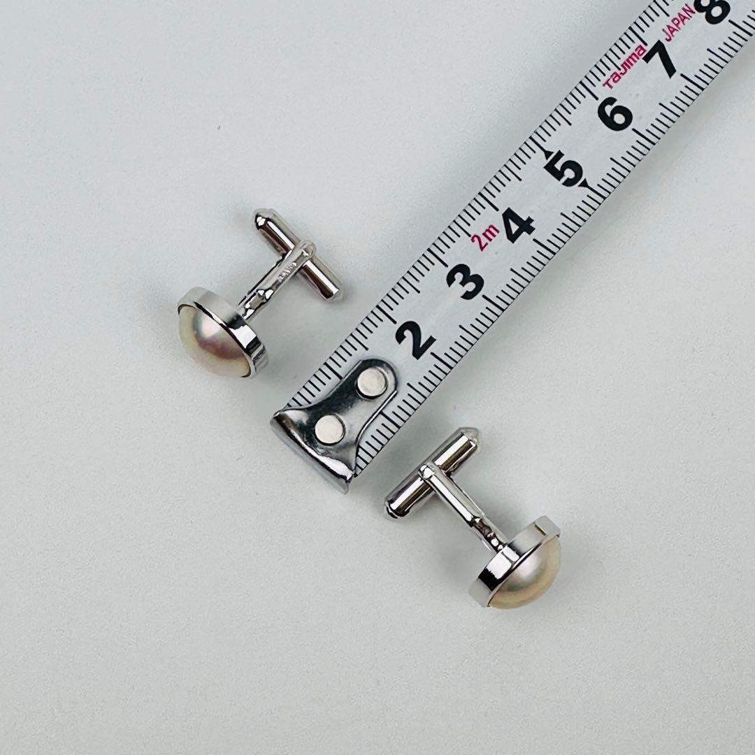 美品　タサキ　TASAKI パール付きカフリンクス　アクセサリー　シルバー　小物