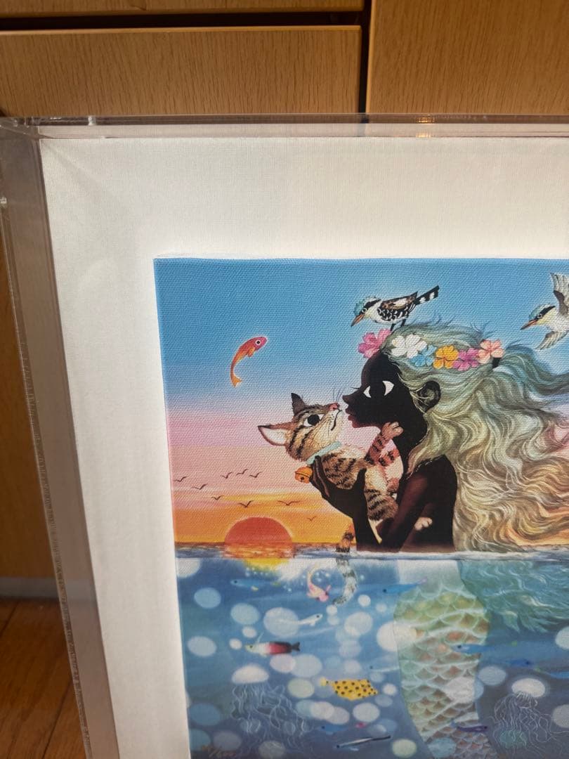 け*ん様 藤城清治「夕日の中の愛の奇蹟」キャンバスジクレー 直筆サイン 版画 絵