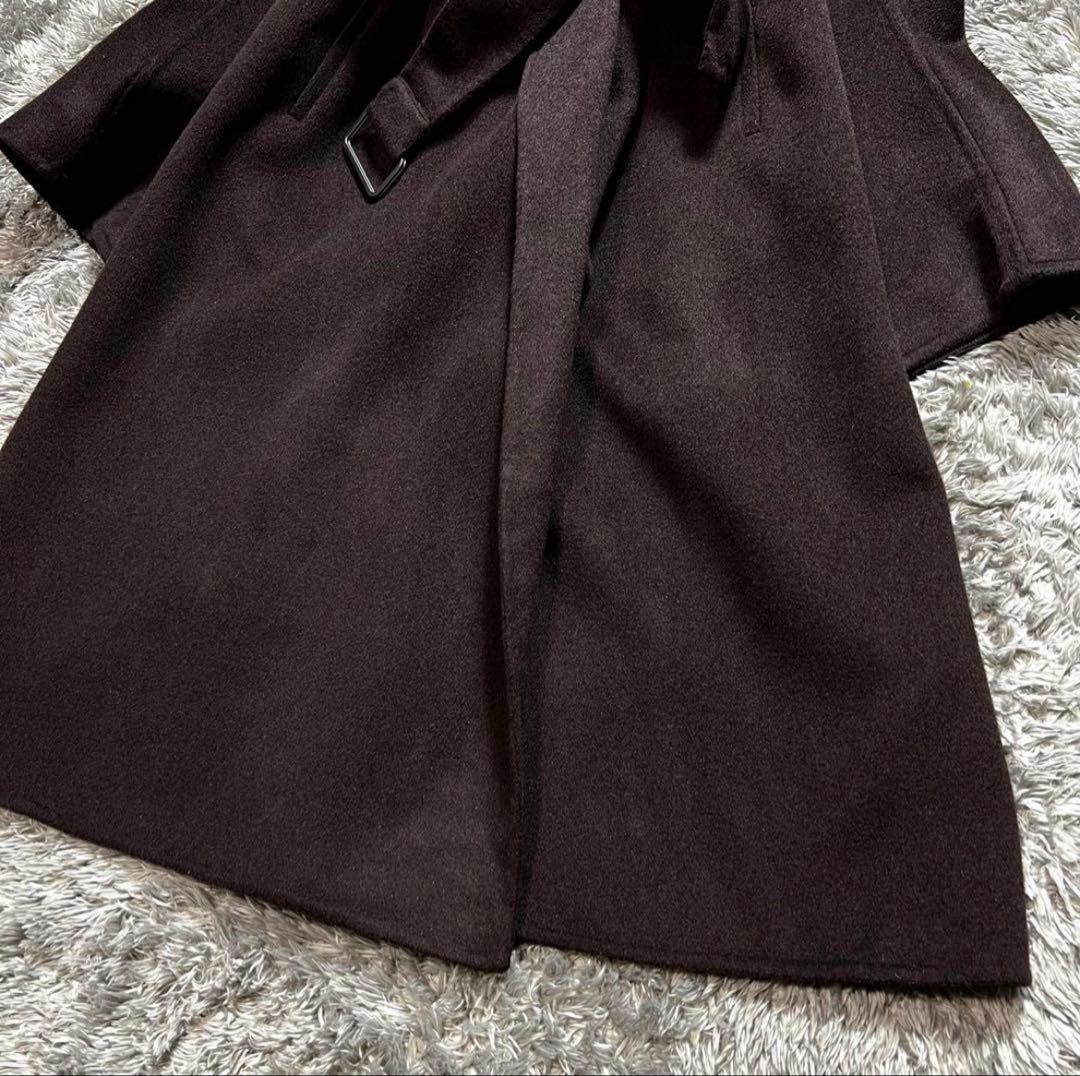 ＋J 　レディース　カシミヤ混　ベルテッドリバーコート　ブラウン　L 美品