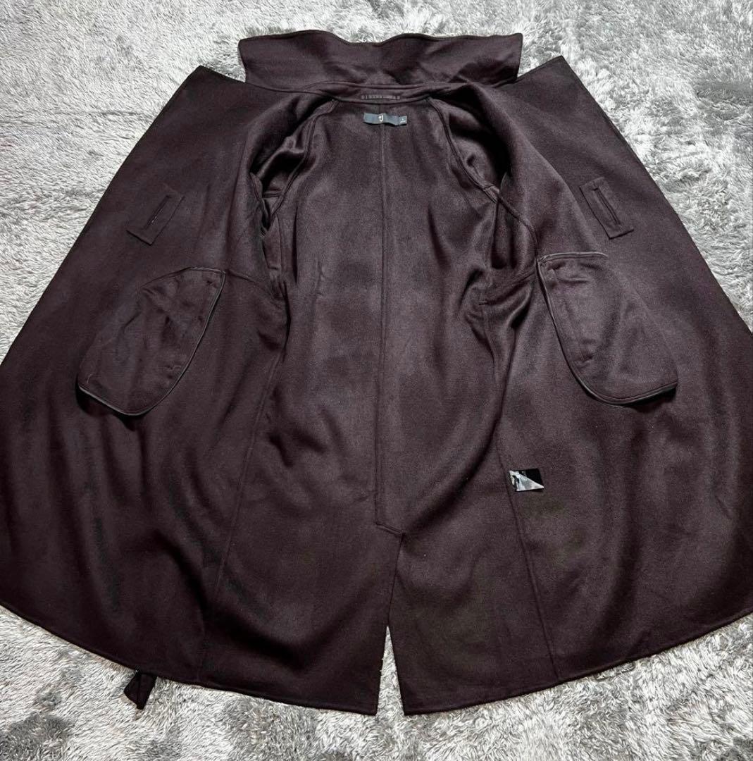 ＋J 　レディース　カシミヤ混　ベルテッドリバーコート　ブラウン　L 美品