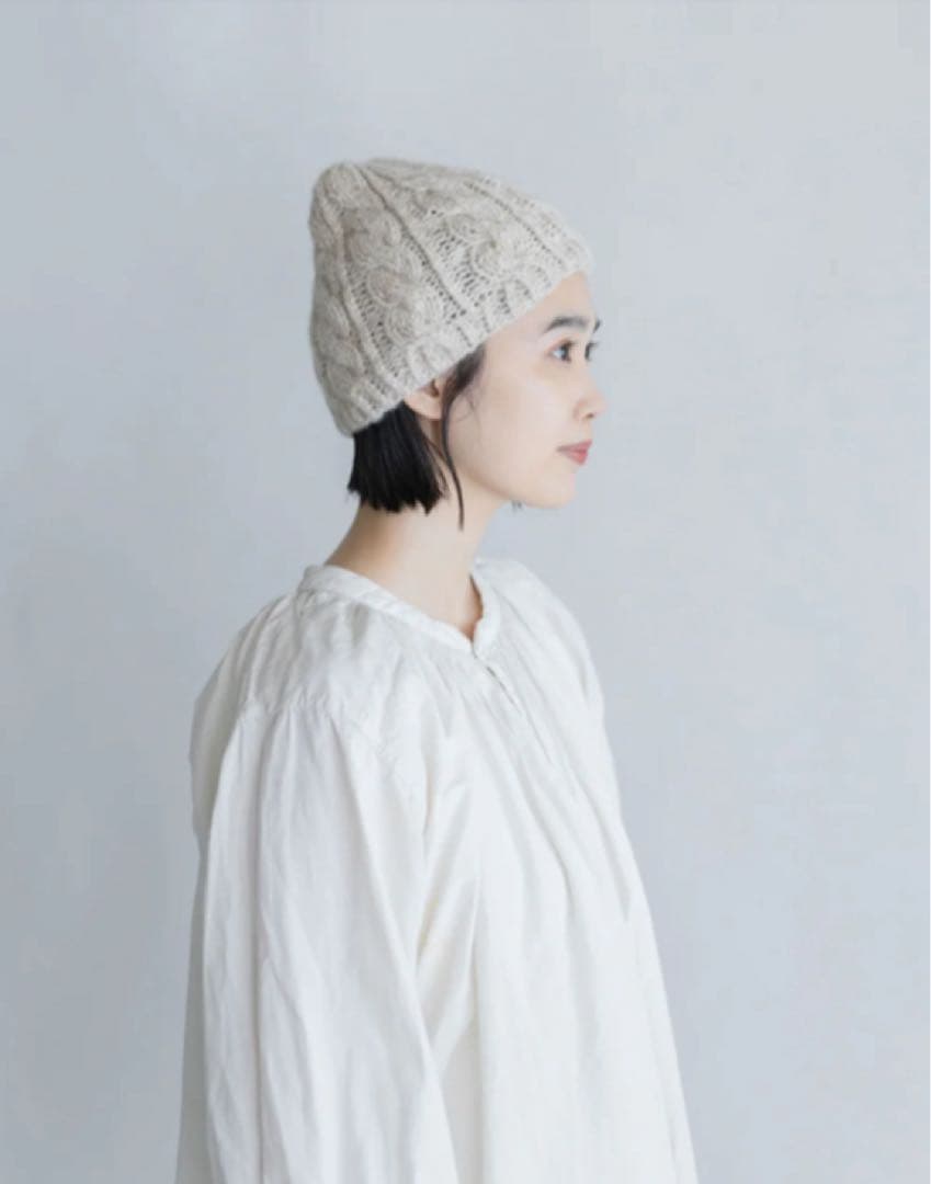 美品　yourwear　ニット帽 カシミヤケーブルニットキャップ100%