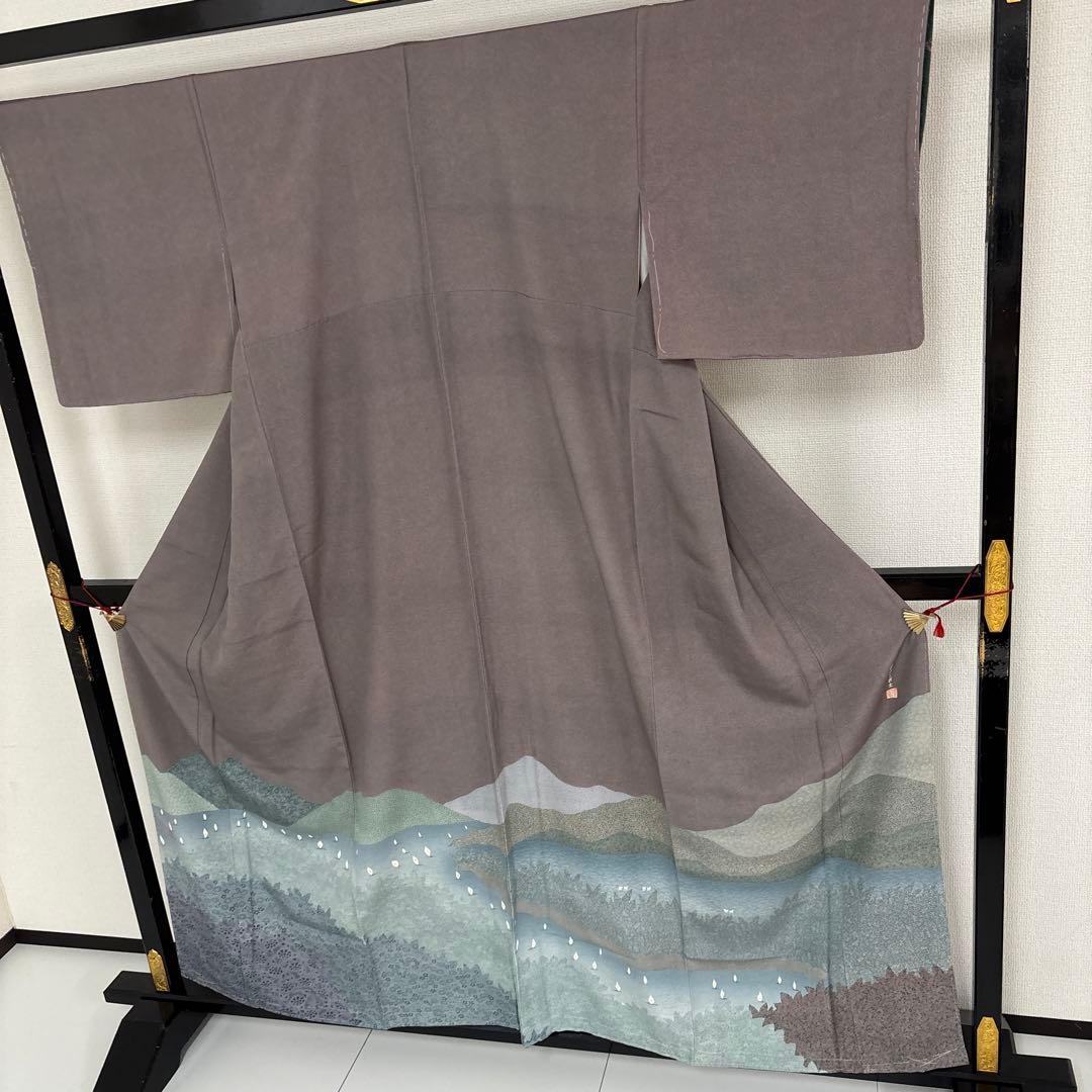 l*o様 作家物 江戸小紋 鮫小紋 紋無し 船 唐草 付下げ 正絹 AK-495