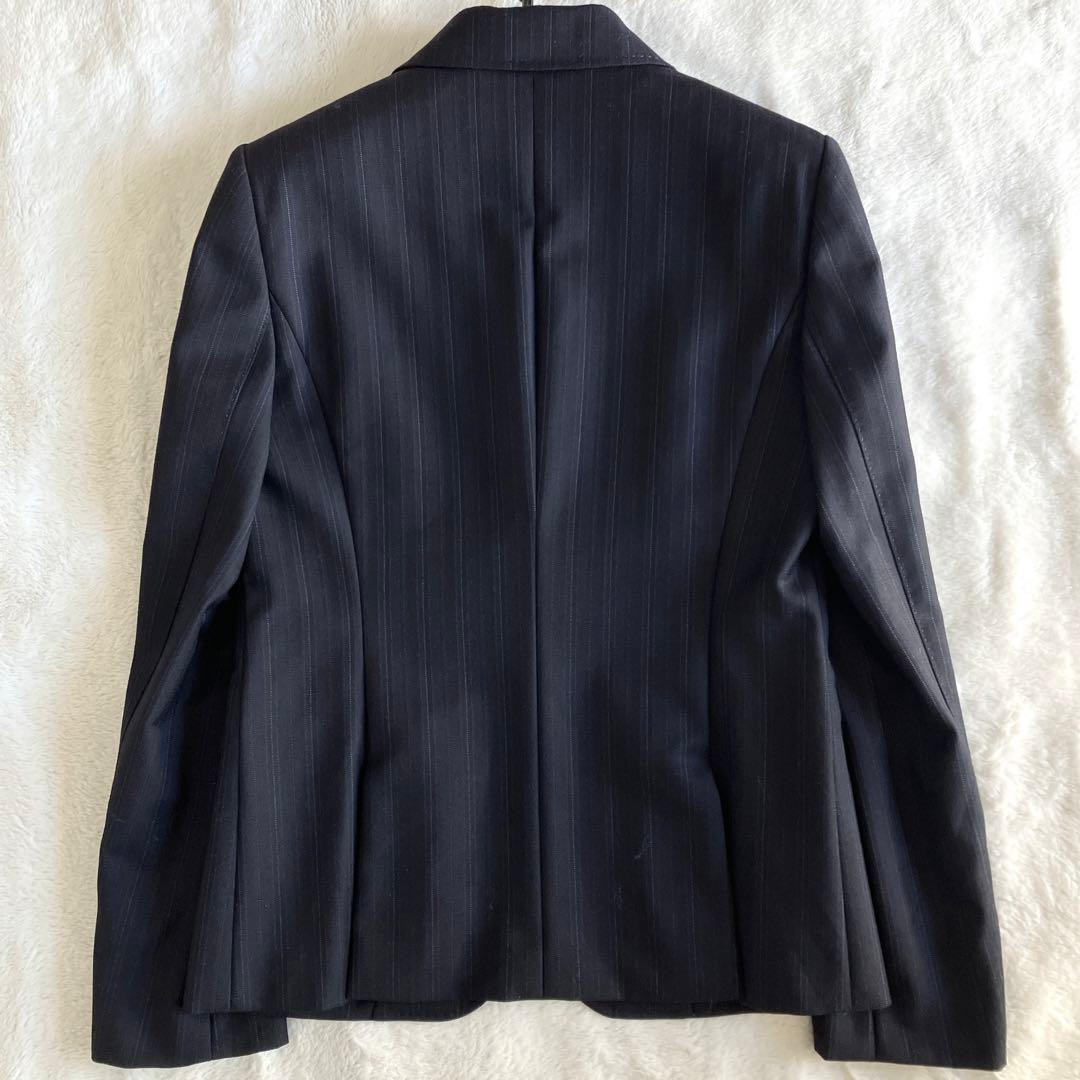 新品 ポールスチュアート ゼニア ウール ピンストライプ スカートスーツ 濃紺