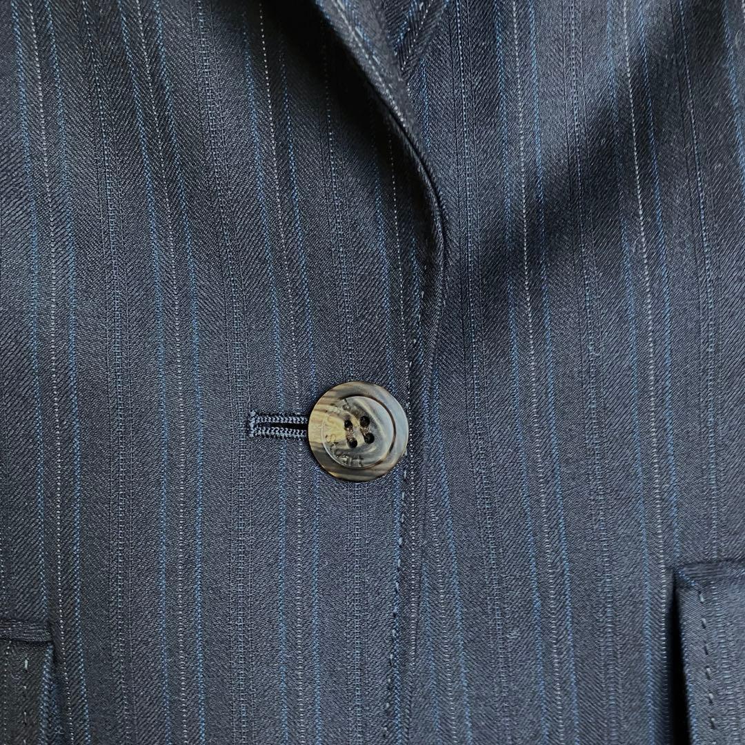 新品 ポールスチュアート ゼニア ウール ピンストライプ スカートスーツ 濃紺