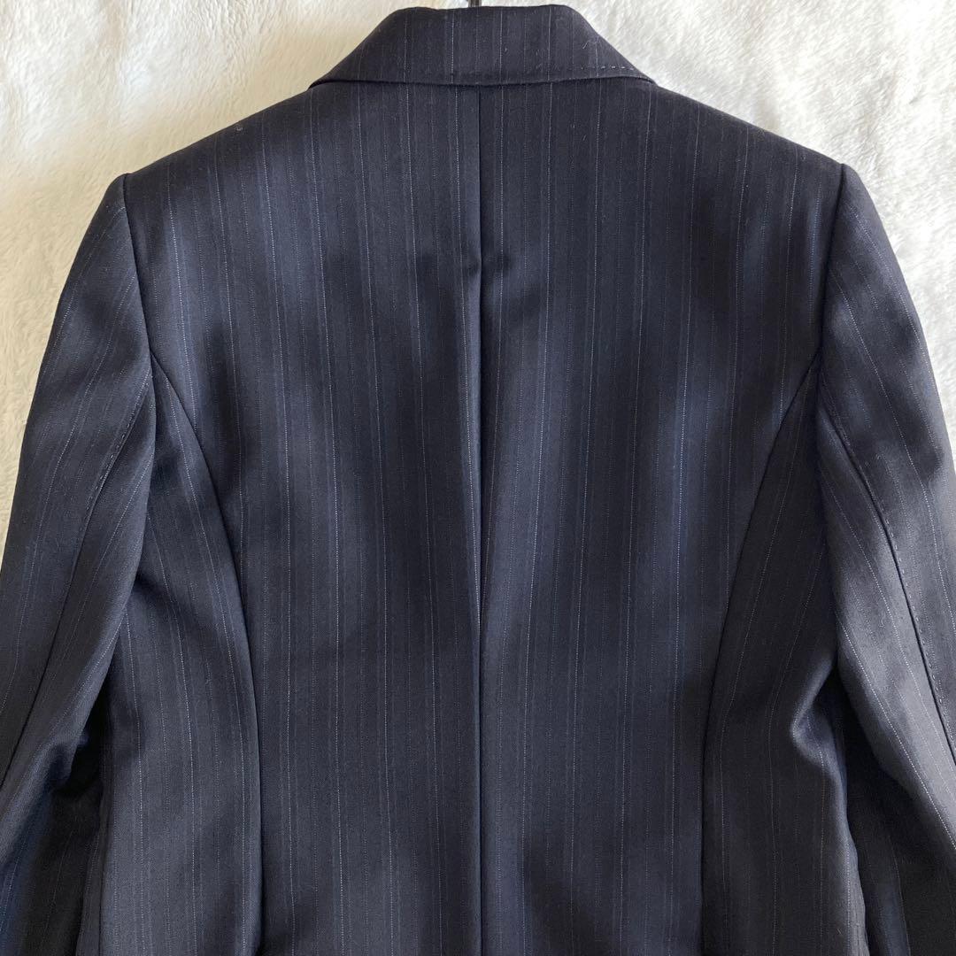 新品 ポールスチュアート ゼニア ウール ピンストライプ スカートスーツ 濃紺
