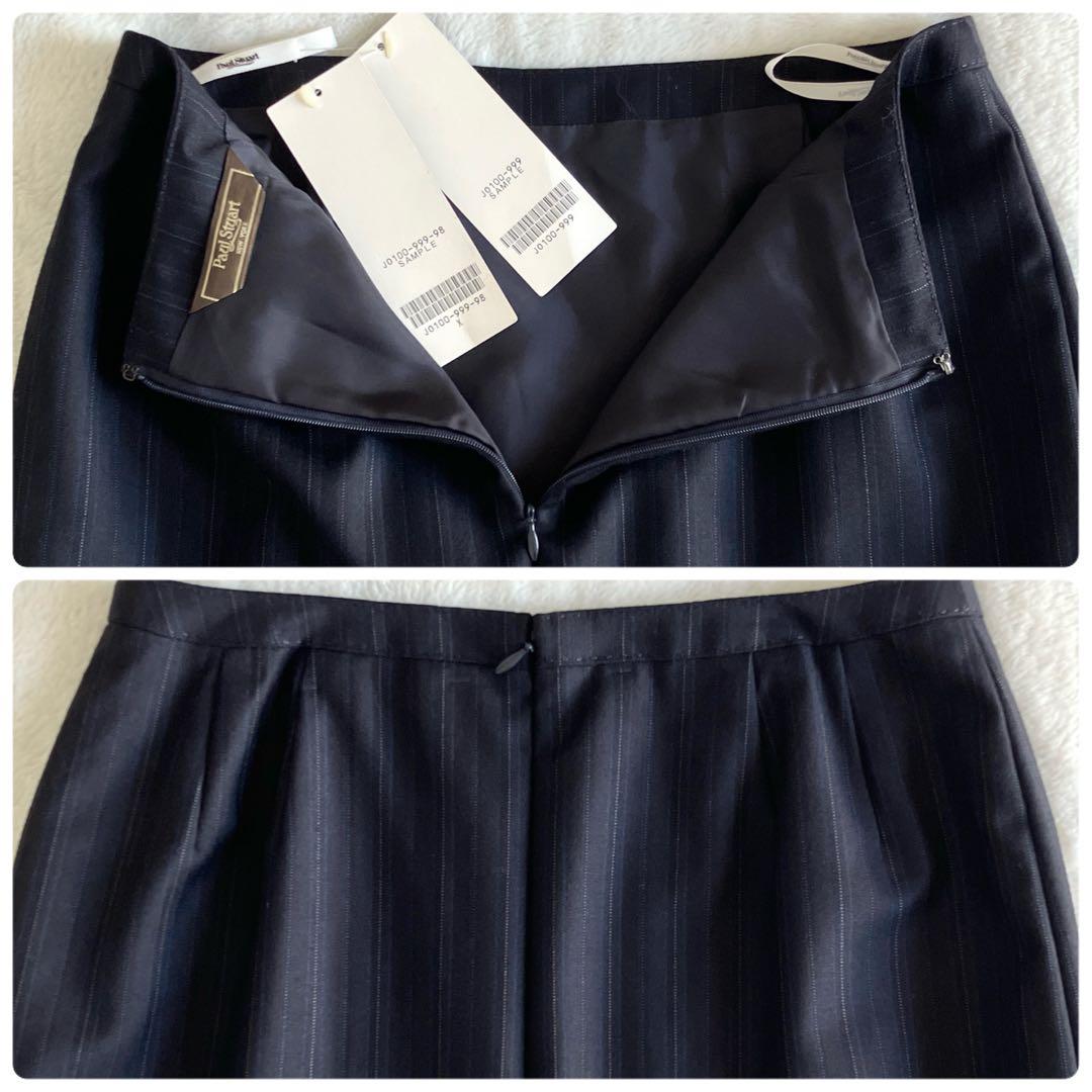 新品 ポールスチュアート ゼニア ウール ピンストライプ スカートスーツ 濃紺