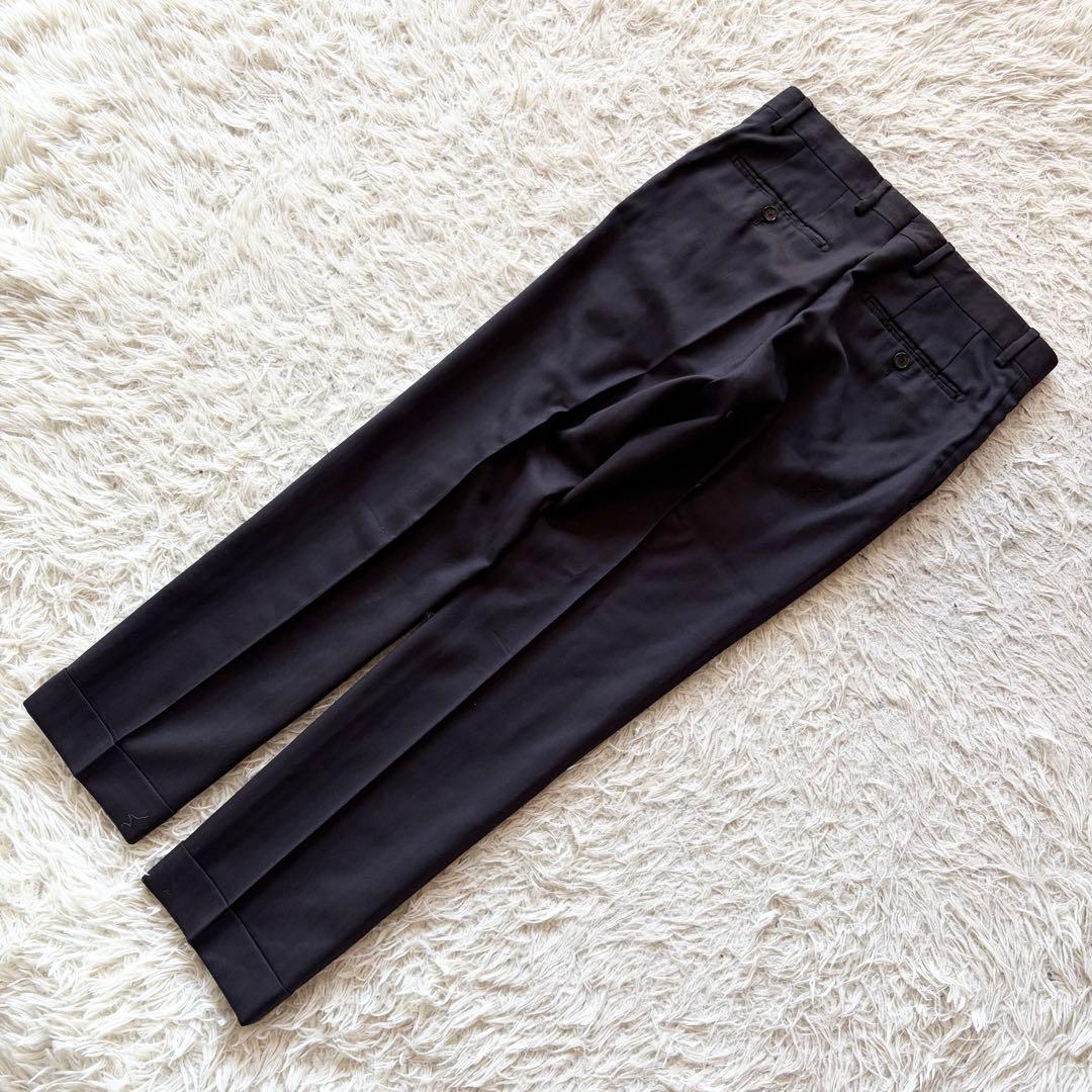 <美品>LARDINI ウール シルク ブラウン ダブル スーツ サイズ46