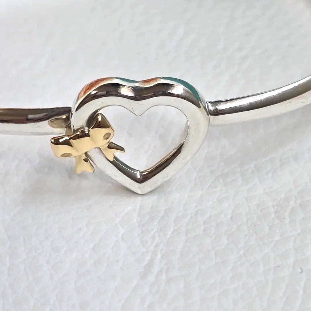 希少✨ティファニー ハート リボン バングル SV925/18Kコンビ