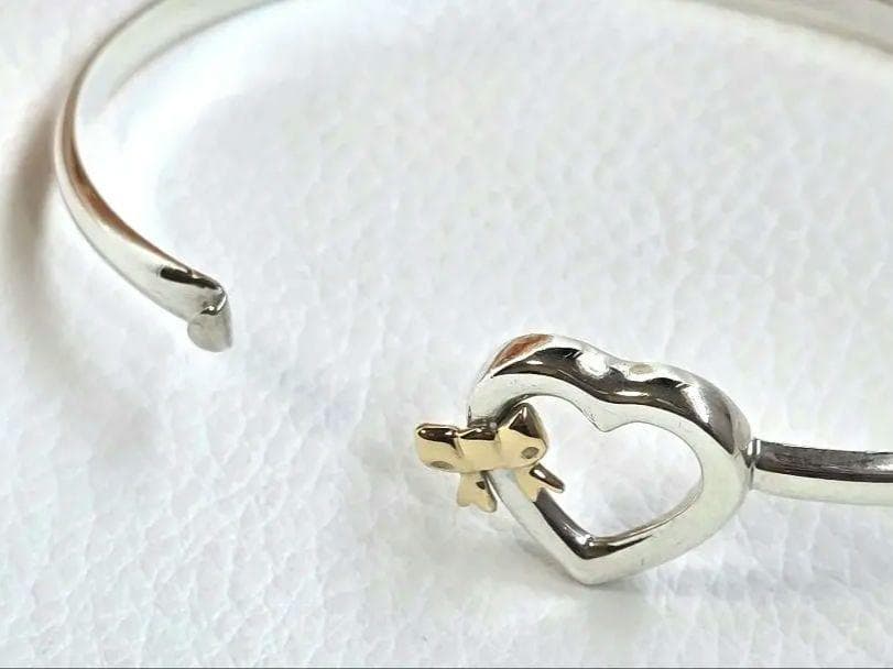 希少✨ティファニー ハート リボン バングル SV925/18Kコンビ