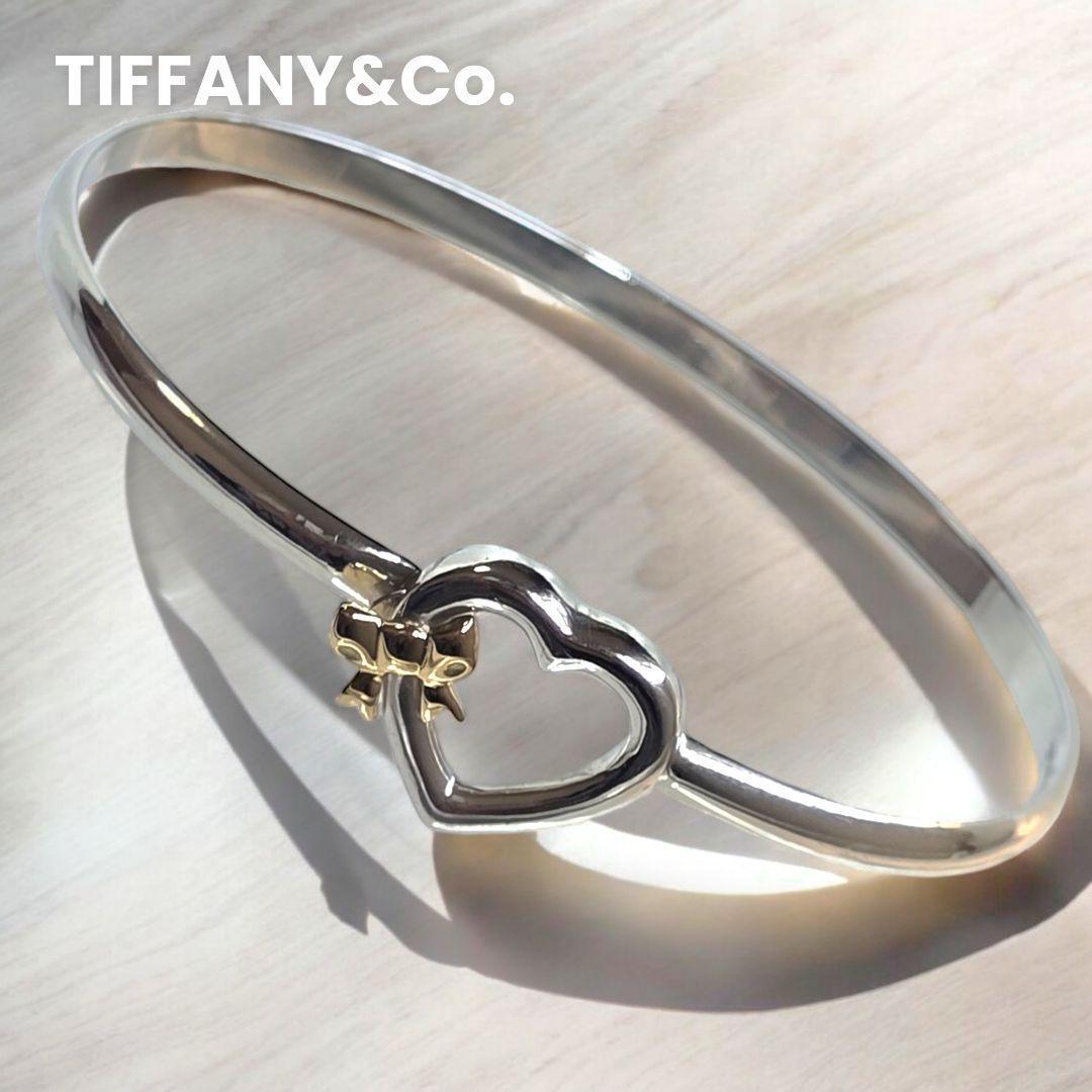 希少✨ティファニー ハート リボン バングル SV925/18Kコンビ