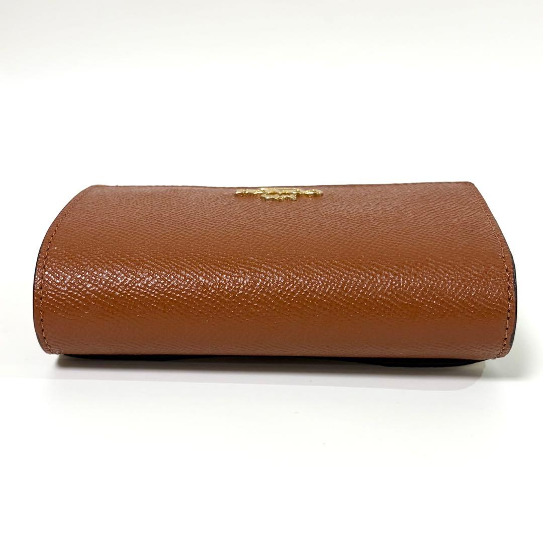 【未使用】COACH コーチ 二つ折り財布 レザー ブラウン マルチカラー