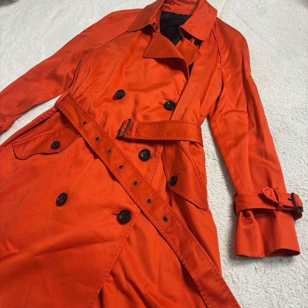 極美品 コーチCOACH オレンジ トレンチコート ベルト　スペアボタン付き