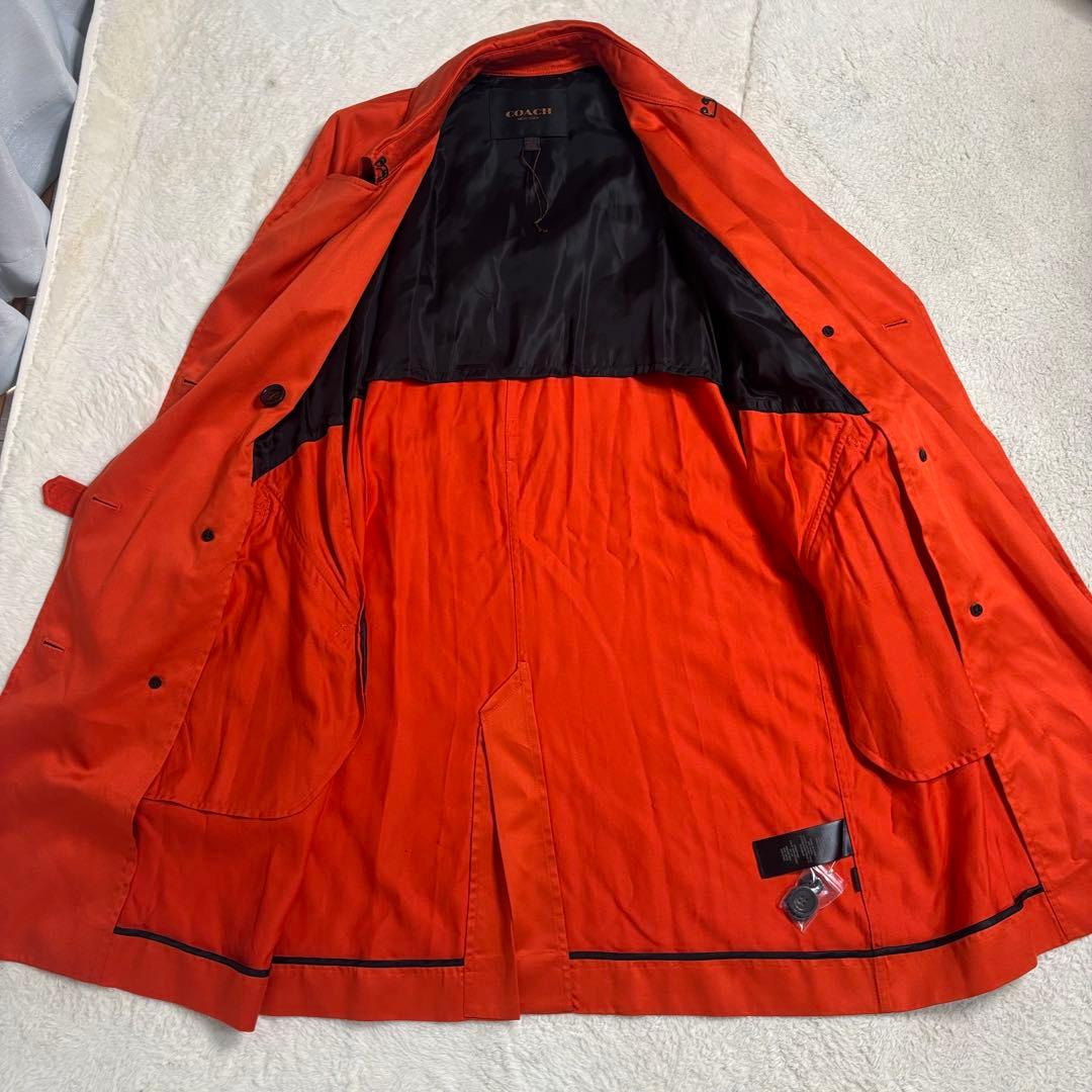 極美品 コーチCOACH オレンジ トレンチコート ベルト　スペアボタン付き