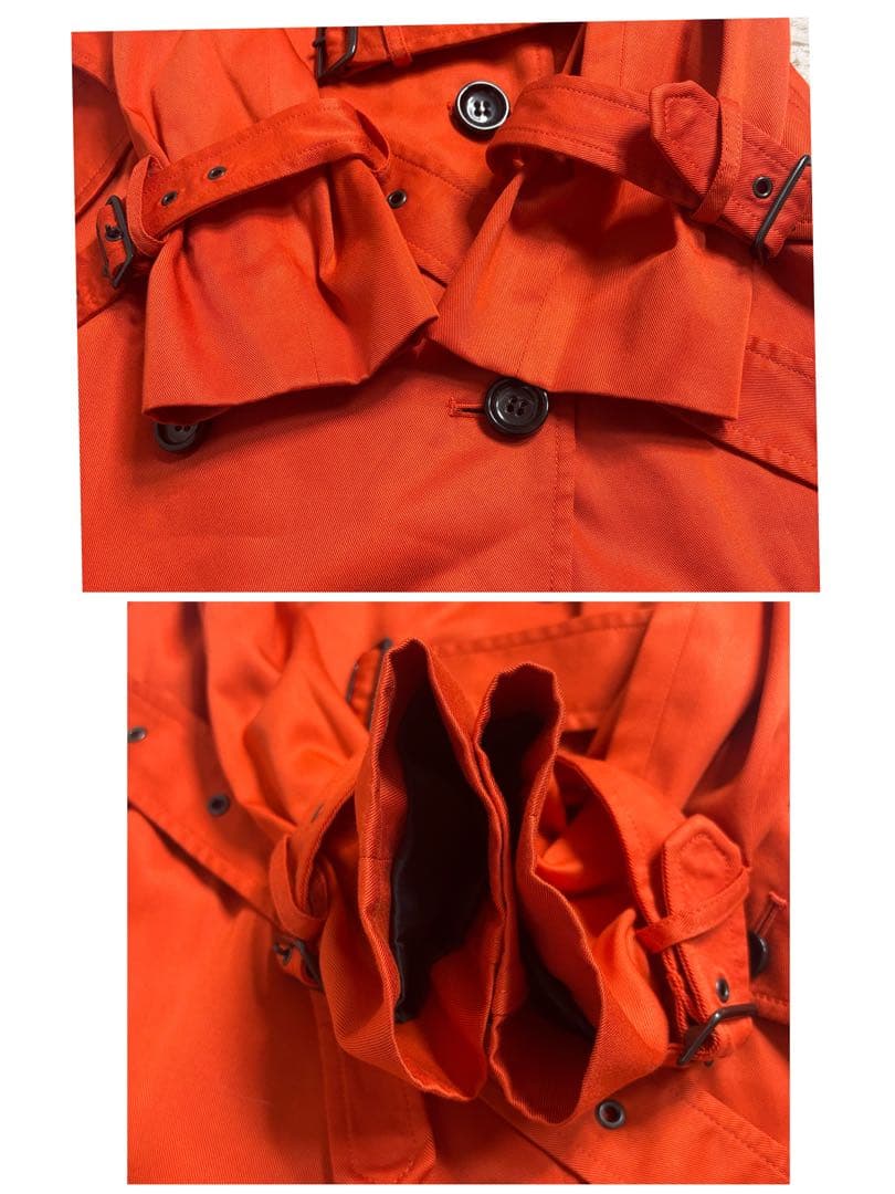 極美品 コーチCOACH オレンジ トレンチコート ベルト　スペアボタン付き