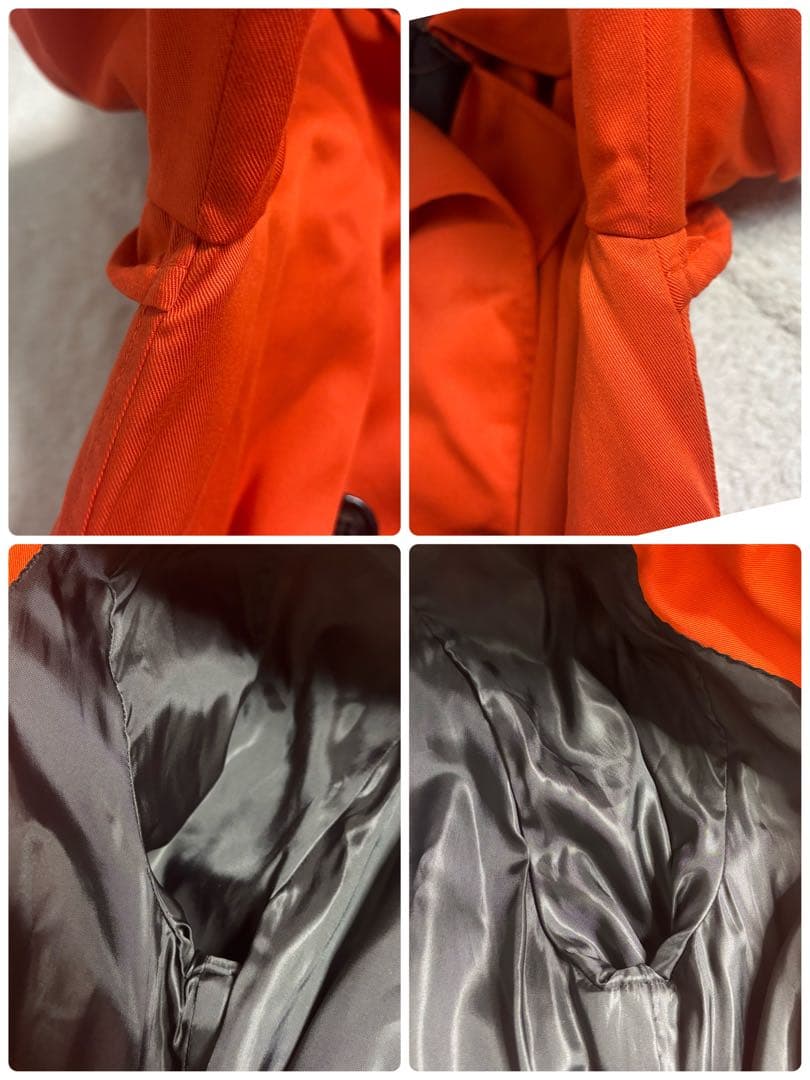 極美品 コーチCOACH オレンジ トレンチコート ベルト　スペアボタン付き