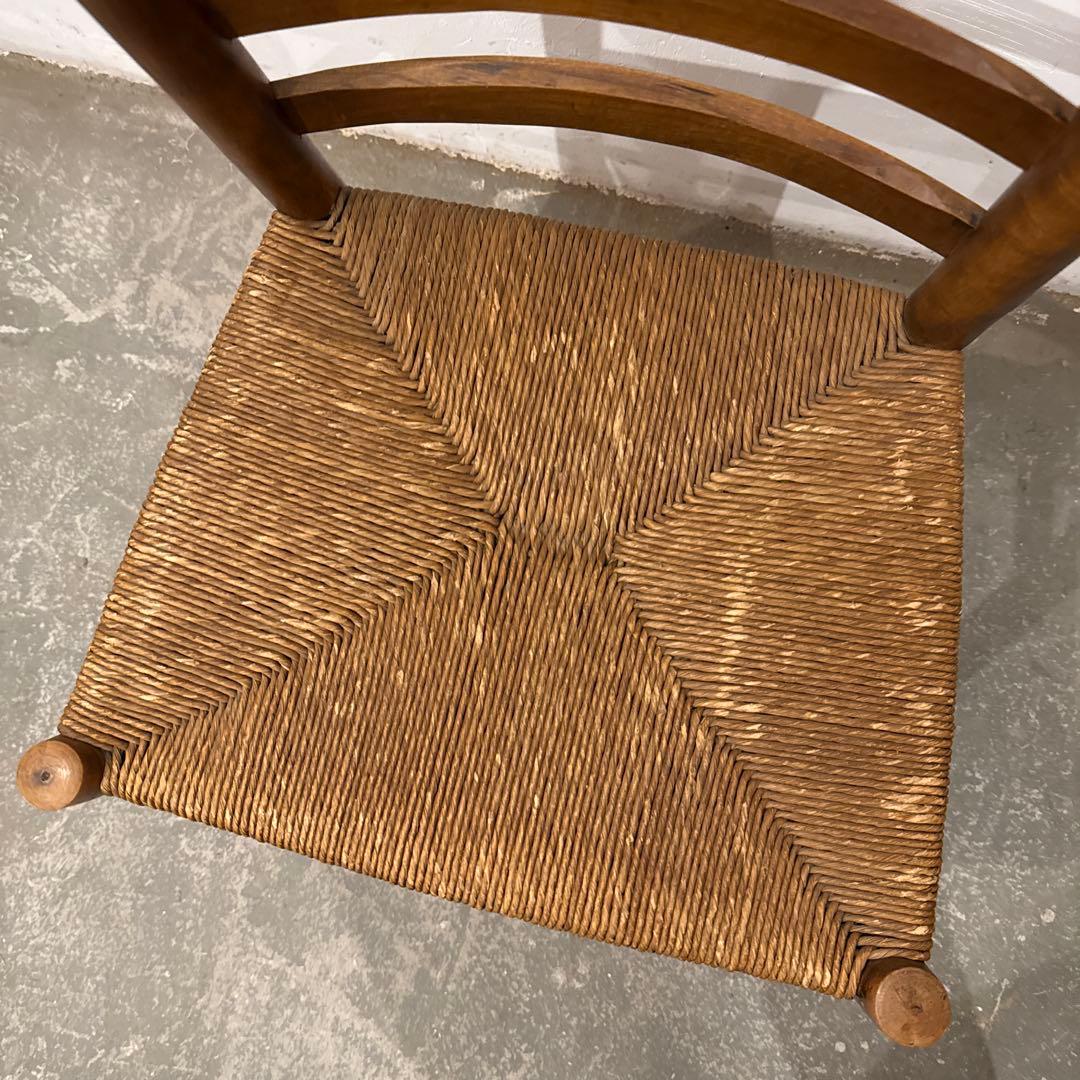 ヴィンテージ　ダイニングチェア　カフェチェア　藁座面　剥離　3