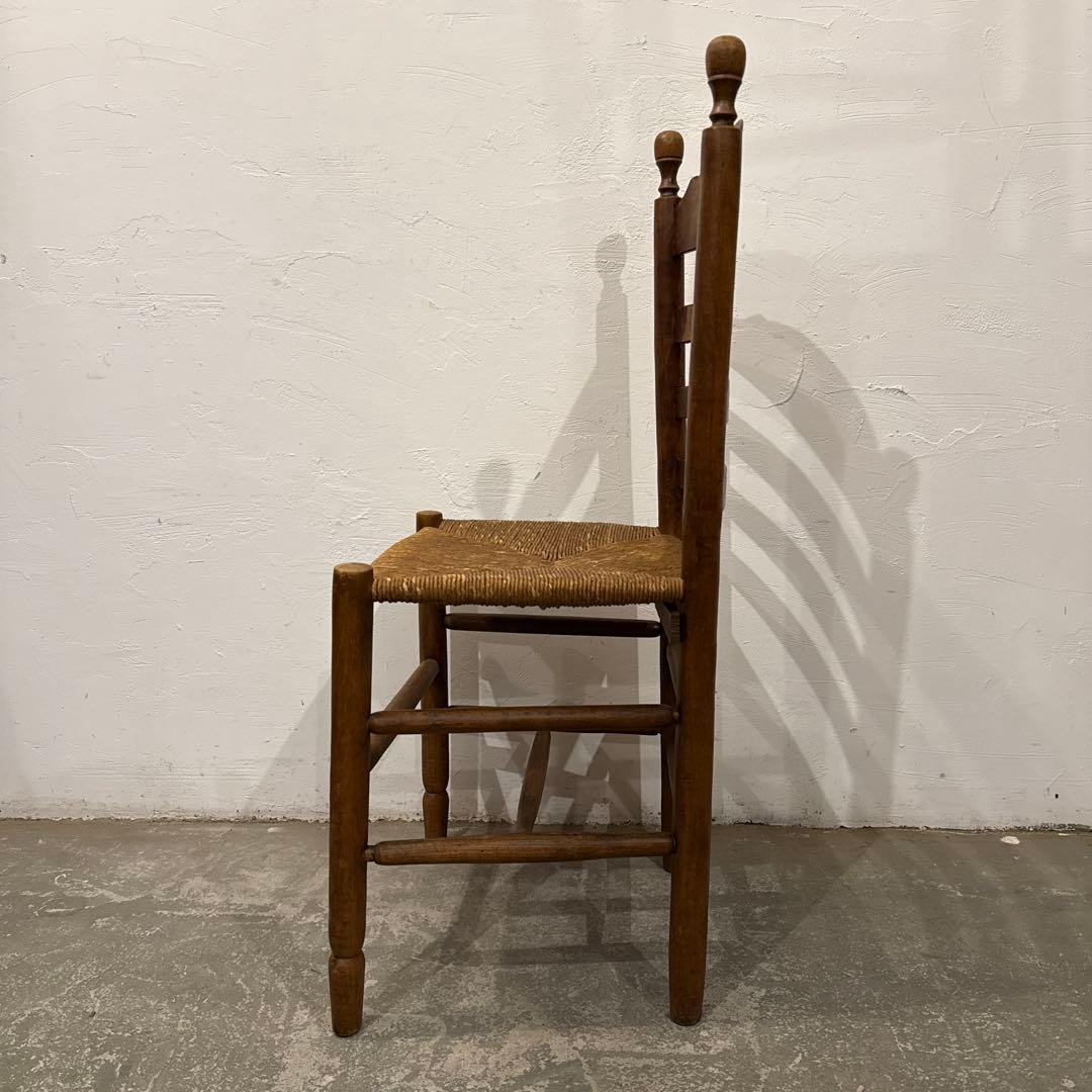 ヴィンテージ　ダイニングチェア　カフェチェア　藁座面　剥離　3