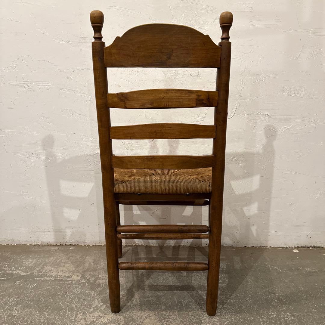 ヴィンテージ　ダイニングチェア　カフェチェア　藁座面　剥離　3