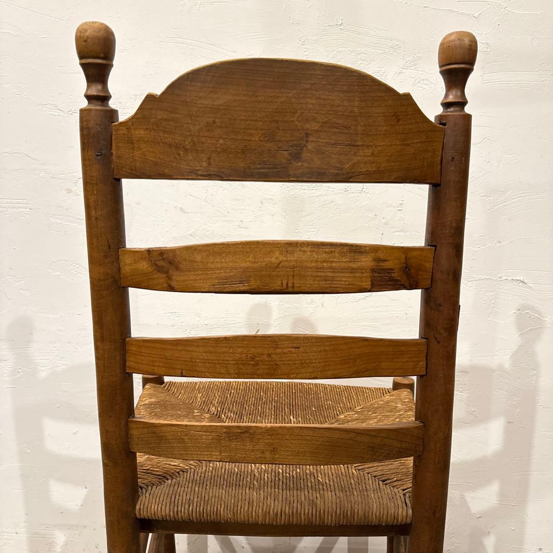 ヴィンテージ　ダイニングチェア　カフェチェア　藁座面　剥離　3