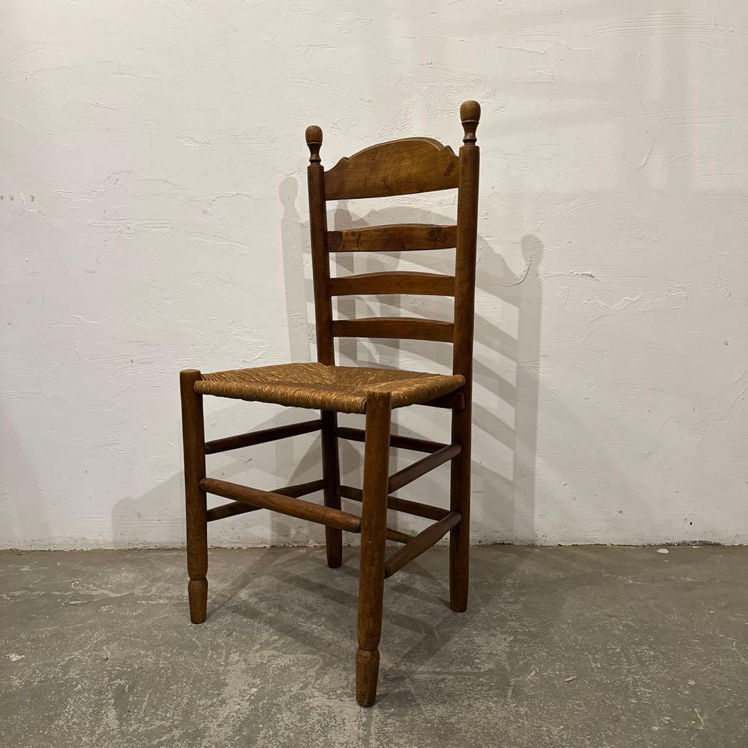 ヴィンテージ　ダイニングチェア　カフェチェア　藁座面　剥離　3