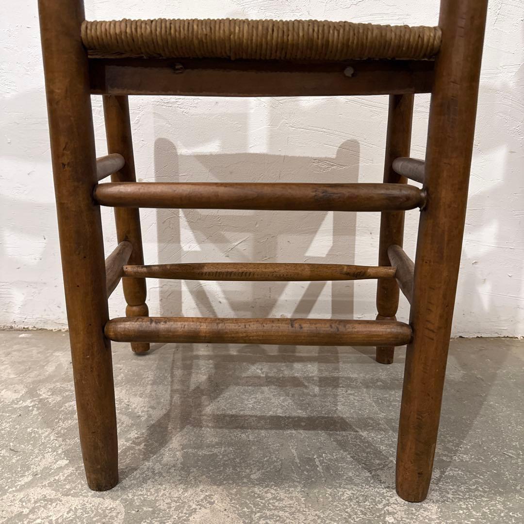 ヴィンテージ　ダイニングチェア　カフェチェア　藁座面　剥離　3