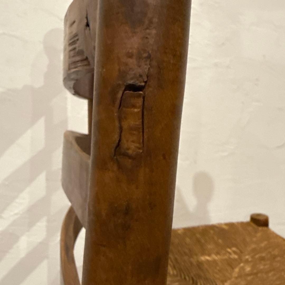 ヴィンテージ　ダイニングチェア　カフェチェア　藁座面　剥離　3