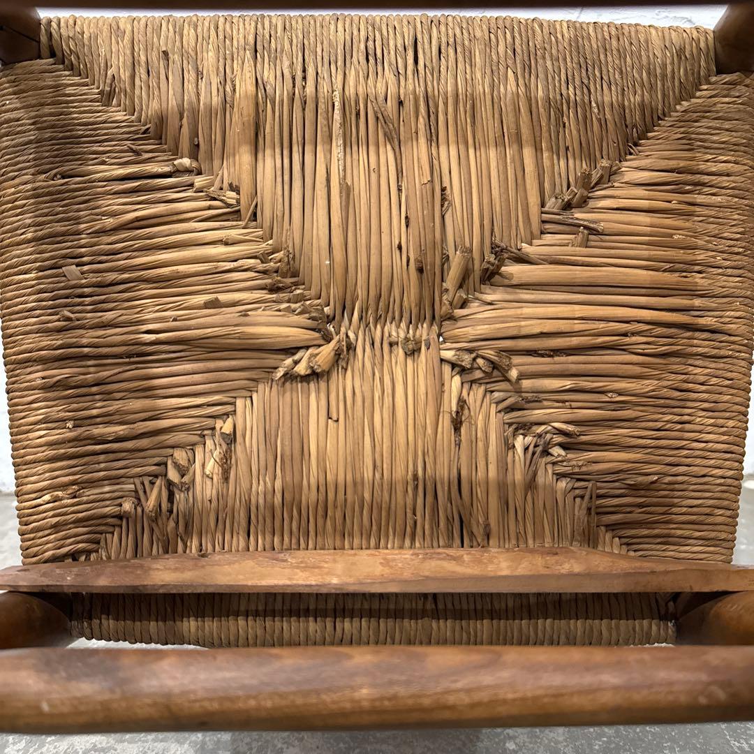 ヴィンテージ　ダイニングチェア　カフェチェア　藁座面　剥離　3