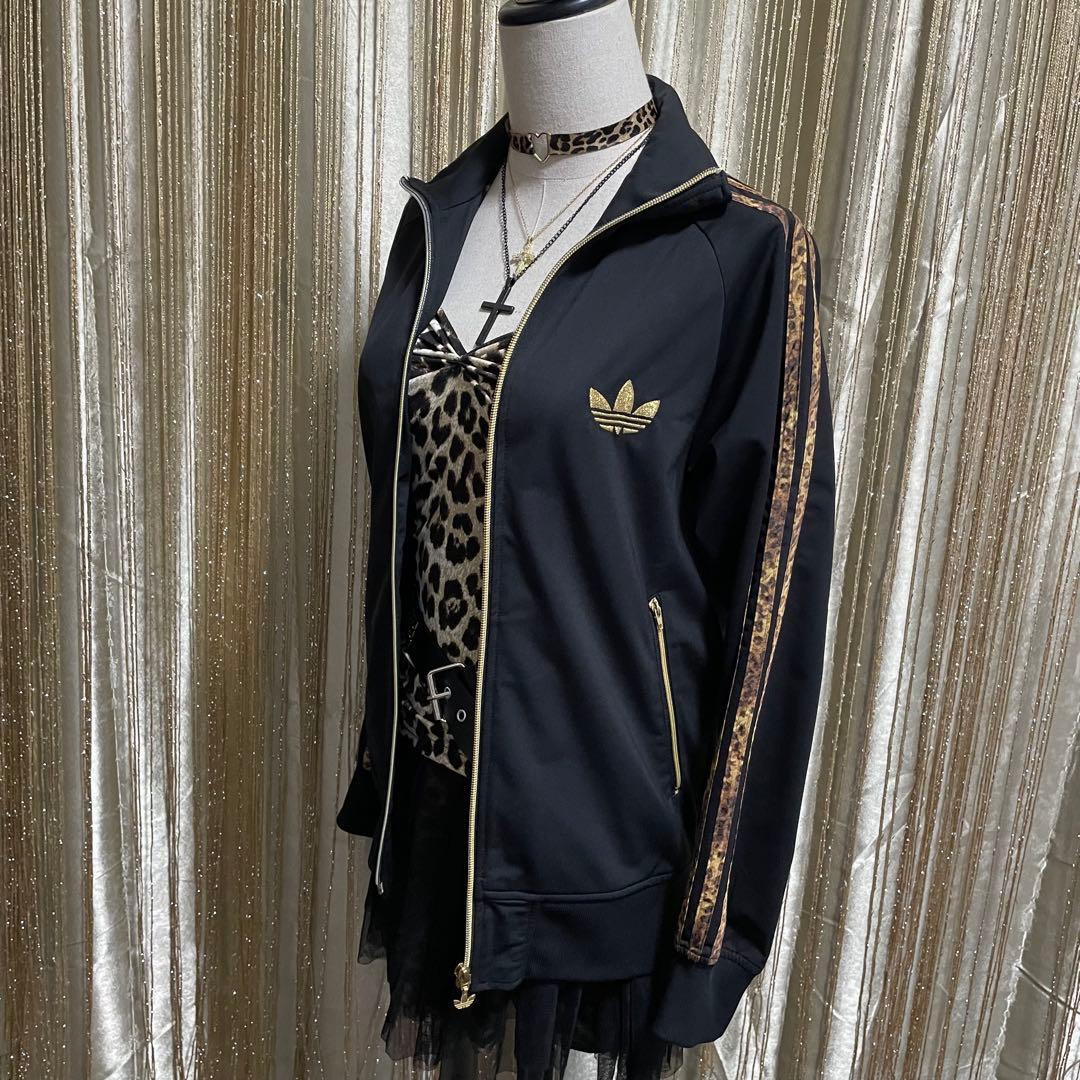 adidas 豹柄3本ライン トラックジャケット ロゴ金刺繍 フェアリーグランジ