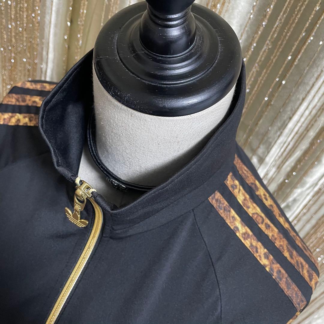 adidas 豹柄3本ライン トラックジャケット ロゴ金刺繍 フェアリーグランジ