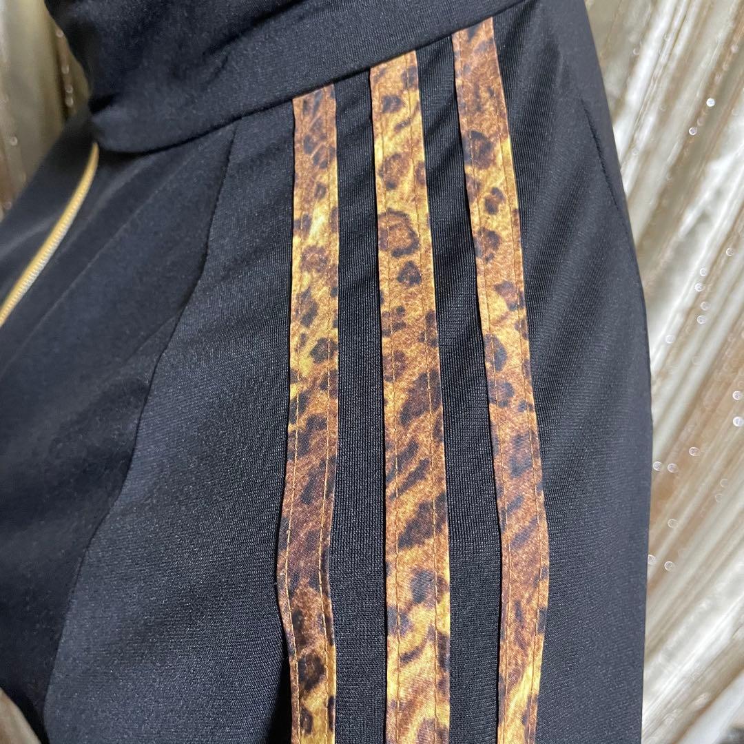 adidas 豹柄3本ライン トラックジャケット ロゴ金刺繍 フェアリーグランジ