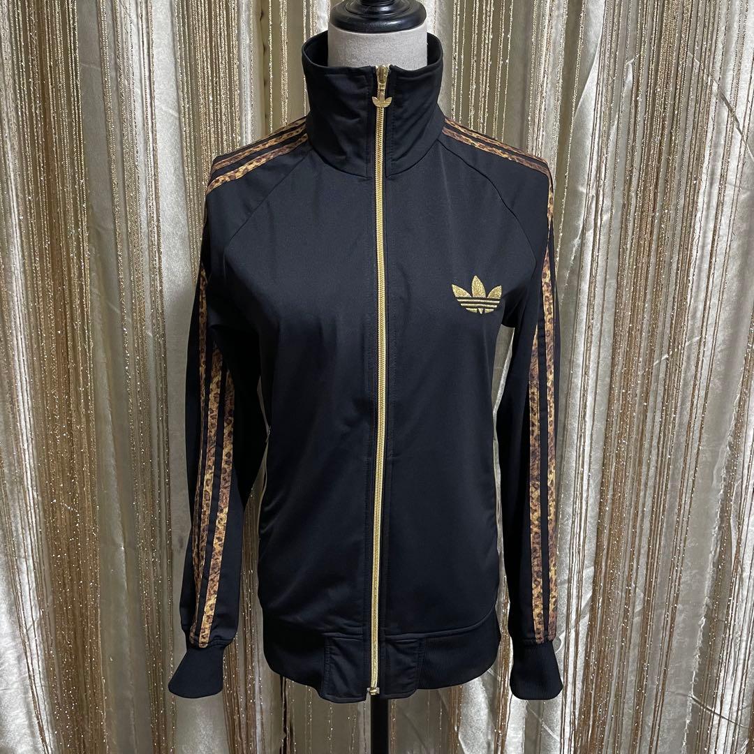 adidas 豹柄3本ライン トラックジャケット ロゴ金刺繍 フェアリーグランジ
