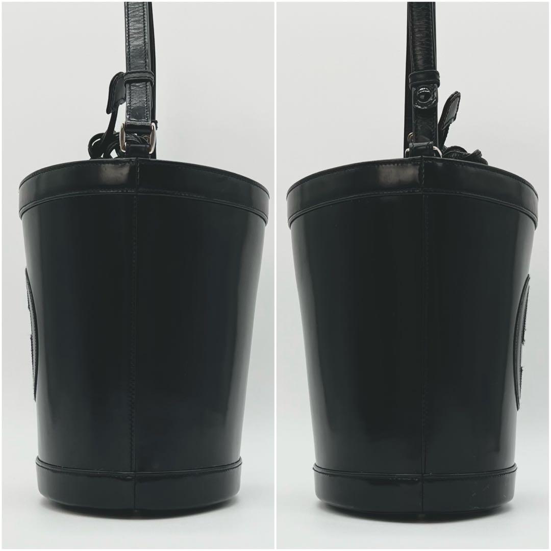 GUCCI ショルダー バッグ デカロゴ 巾着 バケツ 2way ブラック