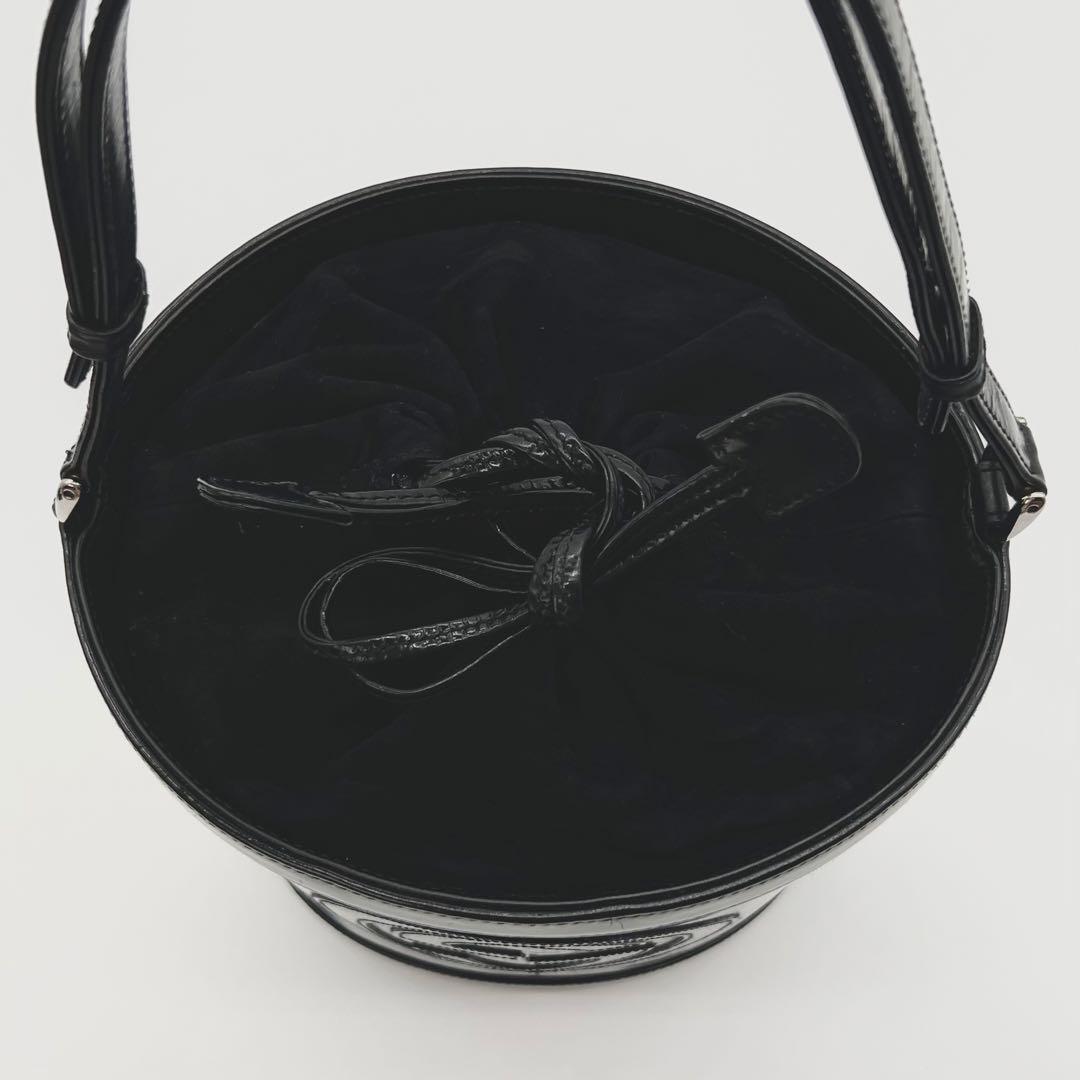 GUCCI ショルダー バッグ デカロゴ 巾着 バケツ 2way ブラック