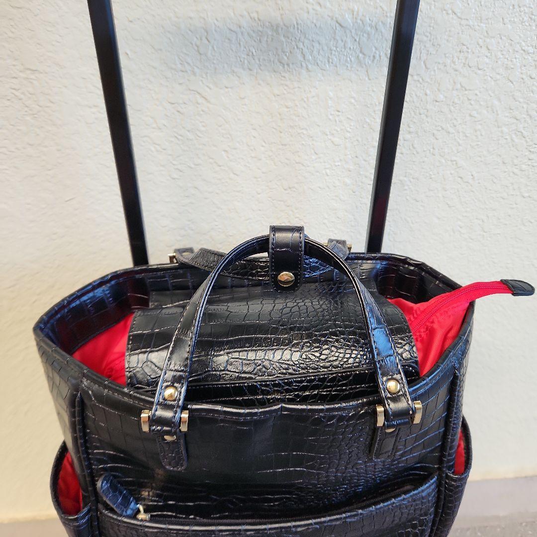 専用出品✩.*˚スワニー キャリーバッグ　キャリーカート クロコ型押し