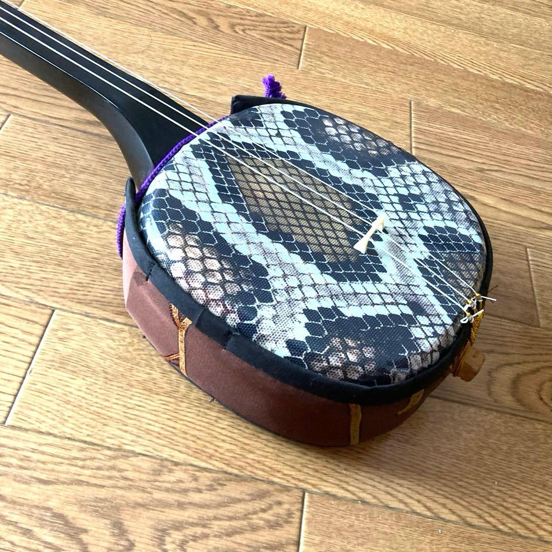 蛇皮「デザイン」の三線（戻らないカラクイ付き）