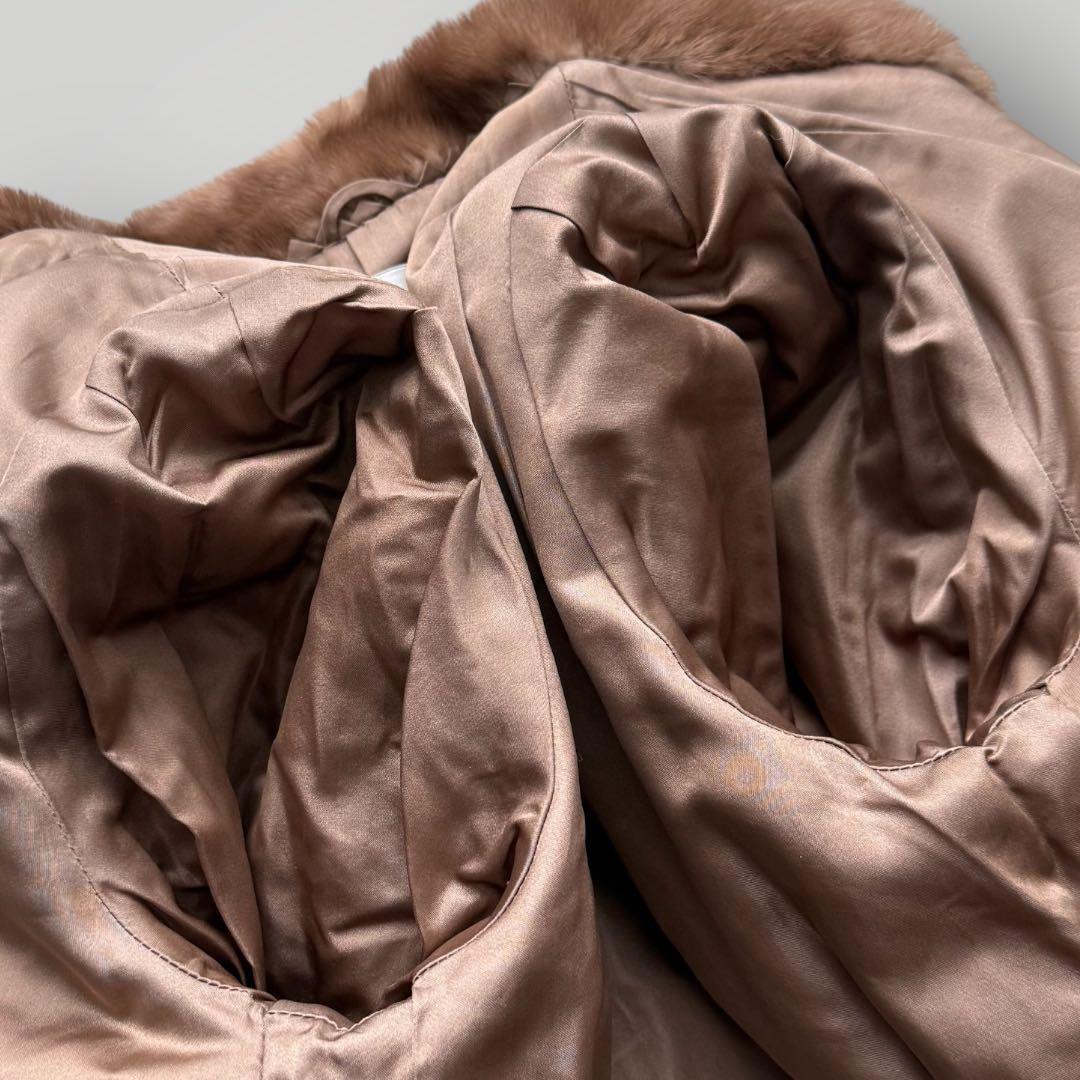 本毛皮☆デミバフミンク MINK ファーコート ロング丈 着丈111㎝ 11号