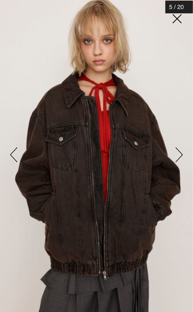 SLY FRONT ZIP DENIM ブルゾン　　ブラウン