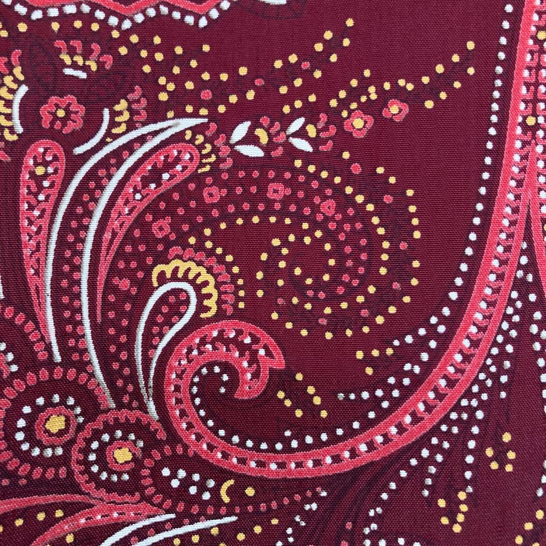 40s 50sヴィンテージ ペイズリー レーヨン ストール えんじ オレンジ 赤