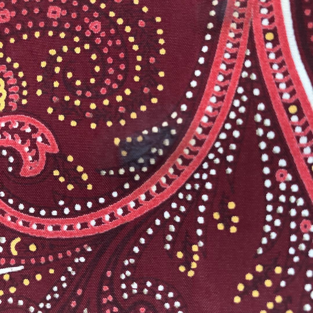 40s 50sヴィンテージ ペイズリー レーヨン ストール えんじ オレンジ 赤