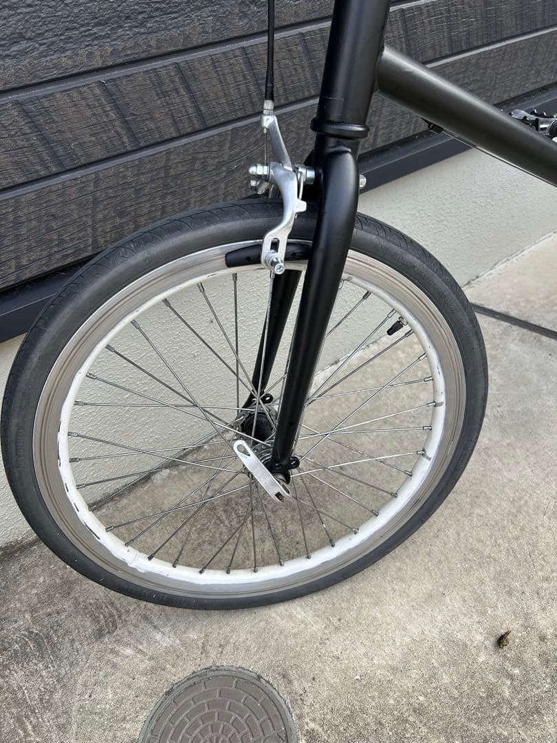 ミニベロ 自転車 マットブラック赤ハンドル整備済