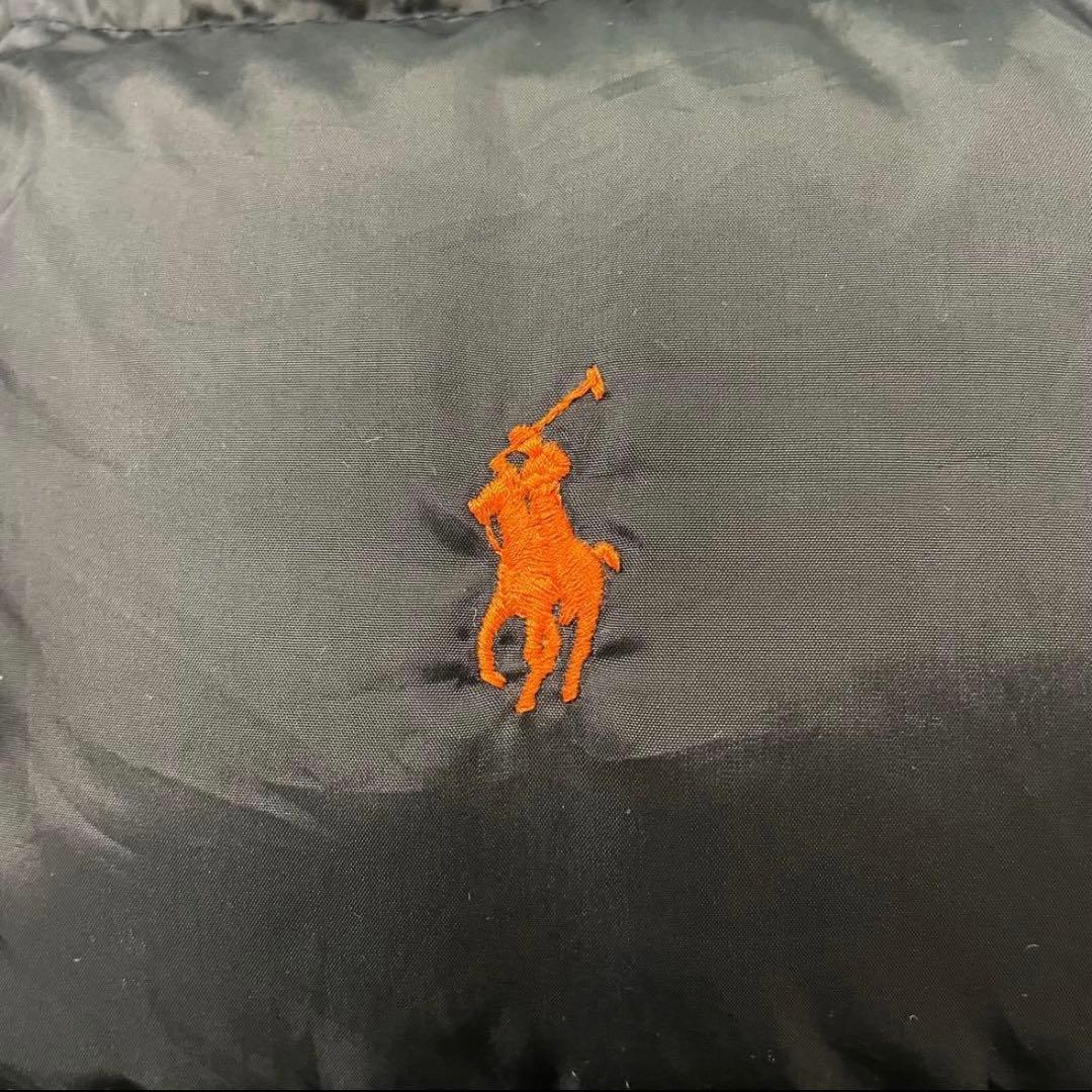 POLO RALPH LAURENダウンベスト フード収納ブラックオレンジポニー