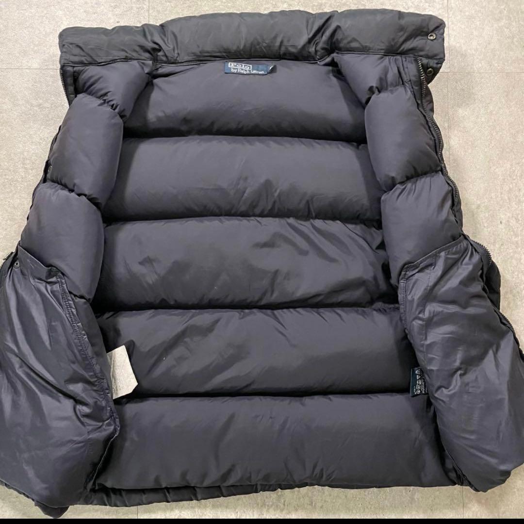 POLO RALPH LAURENダウンベスト フード収納ブラックオレンジポニー