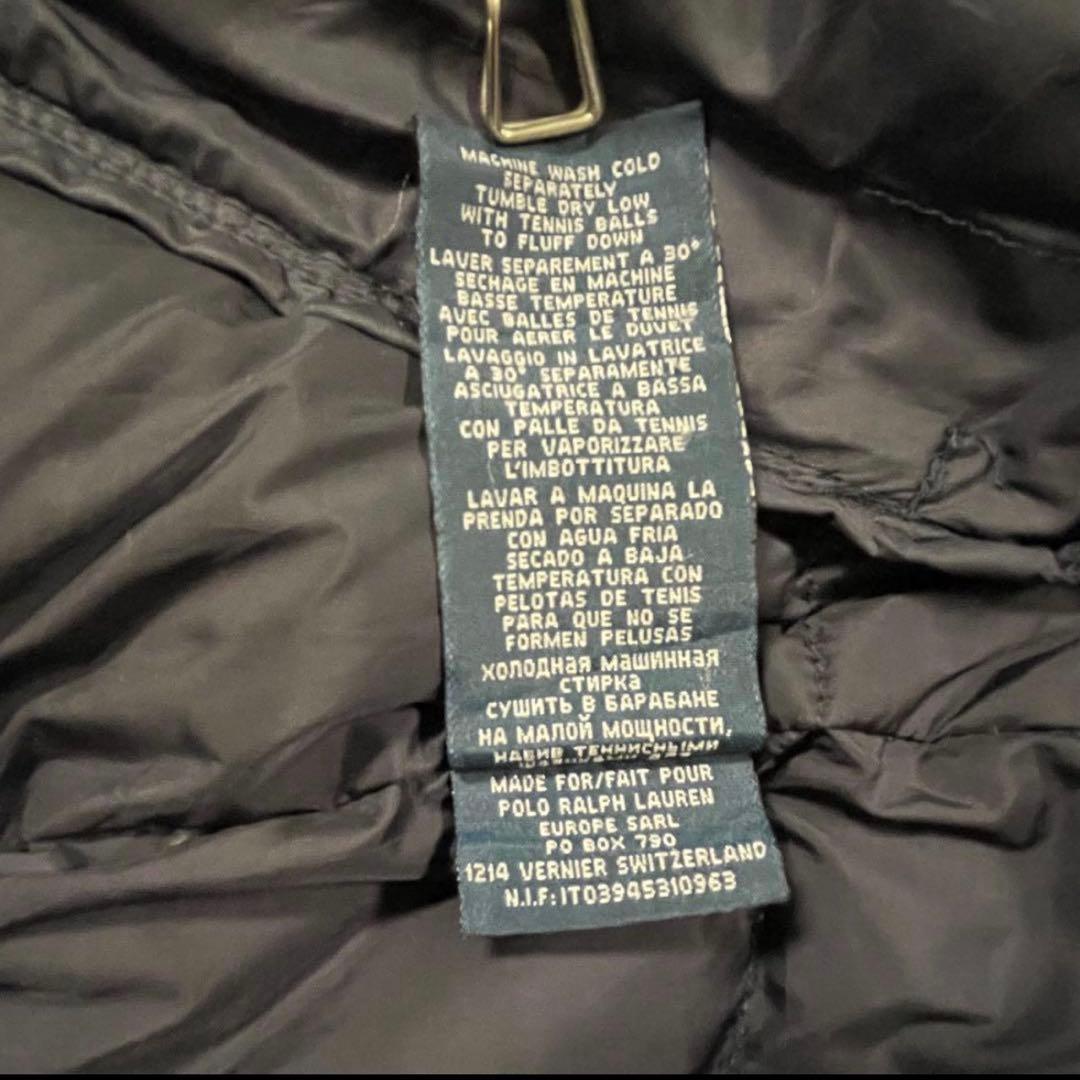 POLO RALPH LAURENダウンベスト フード収納ブラックオレンジポニー